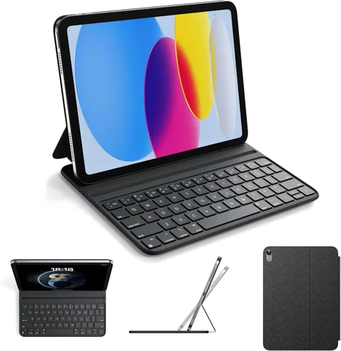 HOU Funda con teclado para iPad de 10ª generación/iPad de 11ª generación de 11 pulgadas A16 2025 – Folio inteligente, ultra delgada, carga