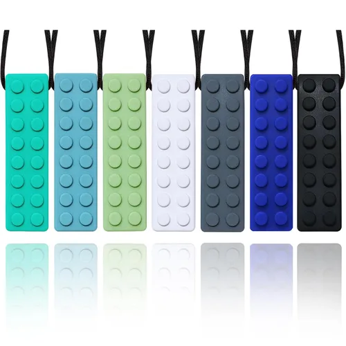 Collares masticables para niños sensoriales, paquete de 7 collares masticables juguetes sensoriales para niños con autismo, ansiedad, TDAH, SPD,
