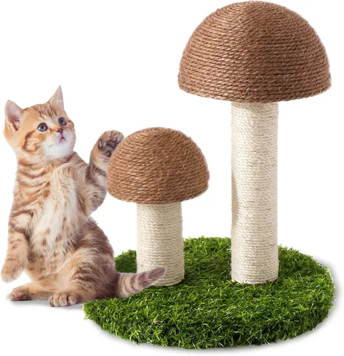 Rascador para gatos, rascador de hongos para gatos con tapas de sisal natural, poste para rascar y base resistente para gatitos y gatos pequeños,