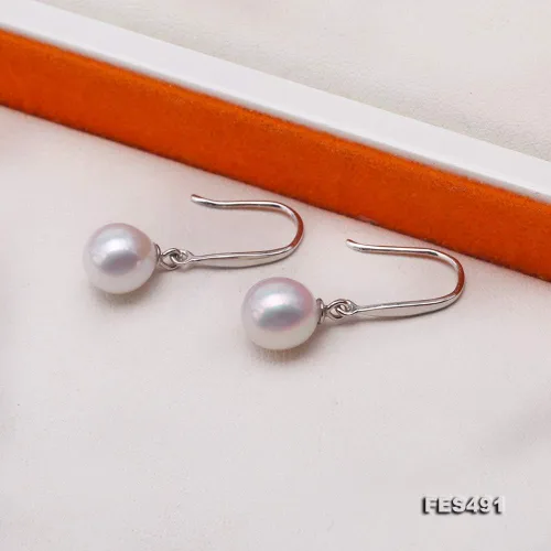 Miniatura 5 de Pendientes de perlas JYX de 0315in para mujer de plata de ley 925 pendientes de gancho de perlas cultivadas de agua dulce blanco AAA