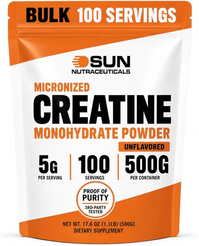 Monohidrato de creatina micronizada en polvo 17.64 oz (1.1 libras, 100 porciones) – Suplementos en polvo de creatina a granel, 0.18 oz por porción,