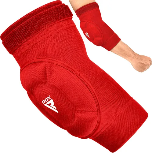 Miniatura 10 de RDX Almohadillas para codo, protector de codo para Muay Thai MMA Kickboxing Sparring, protección de golpes para artes marciales, manga acolchada