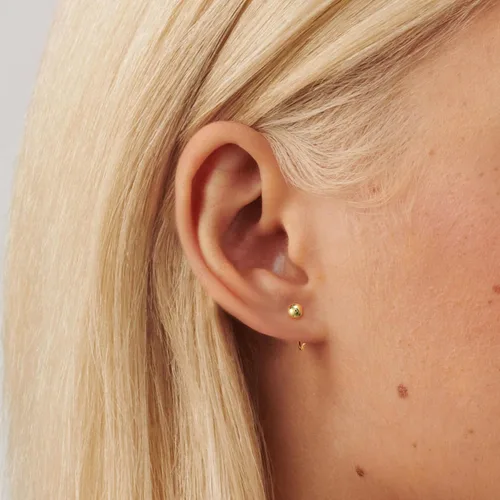 Miniatura 2 de CHIC & ARTSY Aretes de aro de plata de ley 925, pequeños aretes de aro de bola, barra, estrella, luna, corazón, cruz, punto, triángulo, medio aro