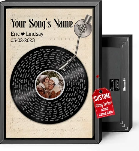 Miniatura 15 de H-DEWALL Lienzo personalizado con letras de canciones enmarcado, regalos para ella, obra de arte para el dormitorio, lienzo musical personalizado
