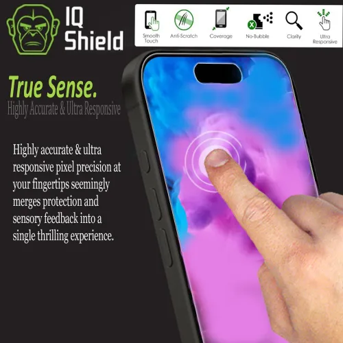 Miniatura 9 de IQShield Paquete de 2 protectores de pantalla para iPhone 15 Pro de 6.1 pulgadas, fácil de instalar, antiarañazos, película de TPU transparente