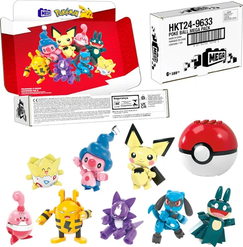 Miniatura 6 de MEGA Juego de Juguetes de Construcción Pokémon Entrenador Paquete de 8 con 189 Piezas, 8 Personajes Articulados y Posables, 2 Pulgadas de Alto