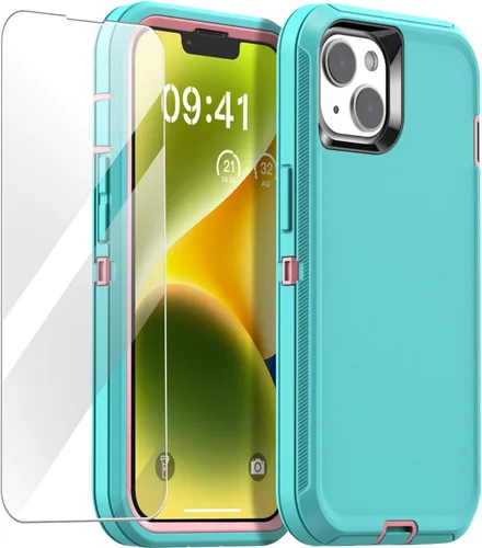 Miniatura 14 de AICase Funda para iPhone 14 (6.1 pulgadas) con protector de pantalla de vidrio, protección contra caídas de alta resistencia, cuerpo completo, a