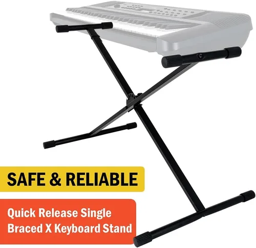 Miniatura 3 de Stage Rocker - Soporte plegable clásico estilo Single-X para teclado y piano digital, ancho y altura ajustables, duradero y resistente, fácil