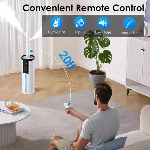 Miniatura 7 de Humidifiers for Bedroom - GloryAir 2.11Gal (8L) Quiet Top Fill Cool & Warm Mist Humidifier Large Room 650 ft² with Humidistat, diffuser, Auto Mode