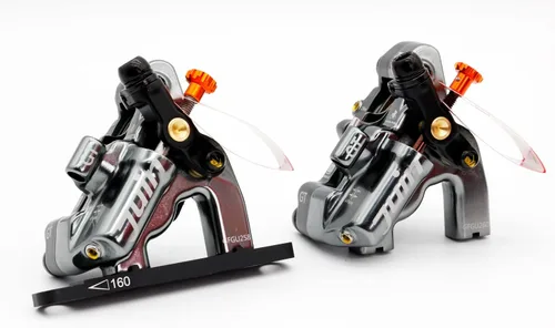 Miniatura 10 de GT-F Juego de pinzas de freno de disco hidráulico accionado por cable de 4 pistones para bicicleta de bicicleta hidráulica para montaje plano