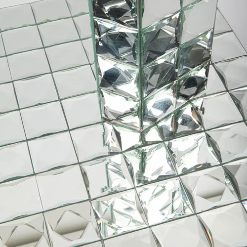 Miniatura 6 de Lovdeco Azulejo de Mosaico de Vidrio Espejo Adhesivo de 2 pulgadas, 9 Caras Biseladas de Cristal Plateado para Salpicadero de Cocina, 12 x 10 Plata