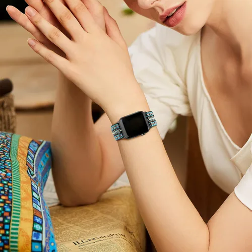 Miniatura 6 de DaQin Paquete de 3 correas elásticas Solo Loop compatibles con Apple Watch de 1.654 pulgadas, 1.614 pulgadas, 1.575 pulgadas, 1.496 pulgadas, Boho