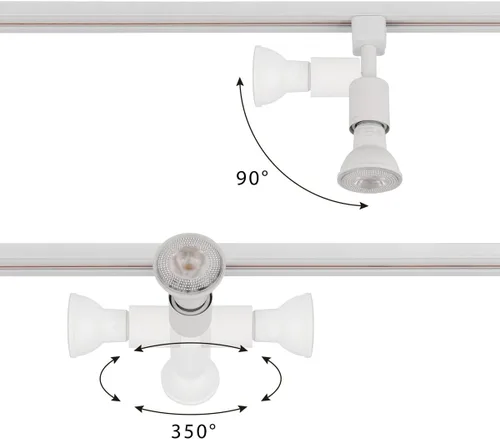 Miniatura 5 de mirrea Cabezal de iluminación de riel tipo J a E26 Adaptador de base de tornillo mediano Dirección de luz ajustable paquete de 3 (blanco)