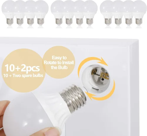Miniatura 4 de Hollywood Espejo de tocador con luces, espejo de maquillaje de pie con 12 bombillas LED para vestidor y dormitorio, blanco, iluminación de 3