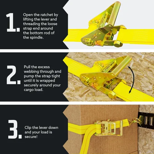 Miniatura 5 de DC - Correas de trinquete de amarre de carga con ganchos en J, (paquete de 2) correas de trinquete resistentes de 2 pulgadas x 27 pies, extremos