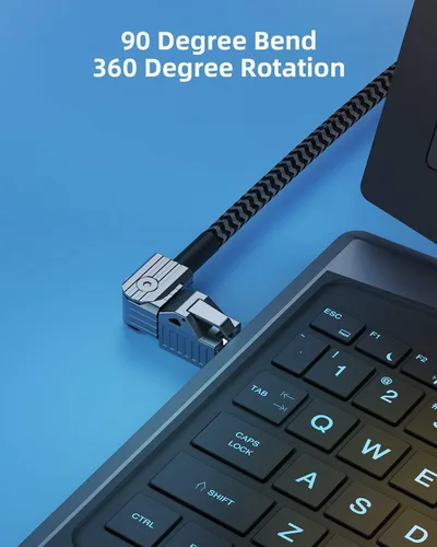 Miniatura 2 de Hagibis - Cable Ethernet CAT8, cable de red LAN de 360° con aleación de zinc RJ45, trenzado 24AWG 40Gbps 2000Mhz de alta velocidad para juegos, PS4