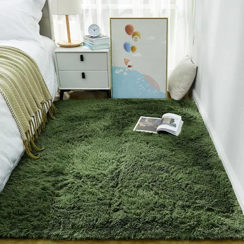 Miniatura 167 de Ophanie Alfombra Verde de Césped, Alfombras de Área para Dormitorio, Alfombra Shag Esponjosa de 4x6 pies, Suave Peluda Afelpada Linda para Niños 7