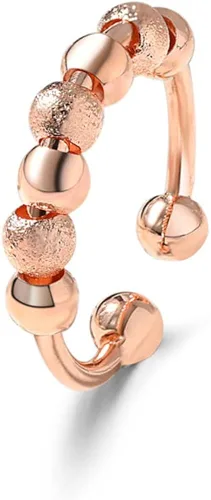 Miniatura 3 de JILIYUPA Anillos giratorios chapados en oro de 14 quilates para mujeres y hombres, cuentas de oro, anillos antiansiedad, banda giratoria, unisex