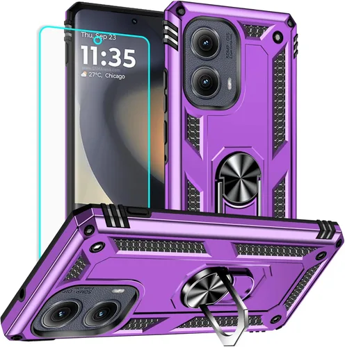 Miniatura 8 de Funda para Moto E Phone Case, Moto E con protector de pantalla HD, fundas protectoras de grado militar con anillo para Moto E 2020 (rojo)