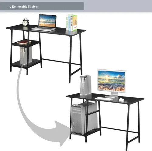 Miniatura 5 de Convenience Concepts Designs2Go - Escritorio de metal de madera con caballete, color negro