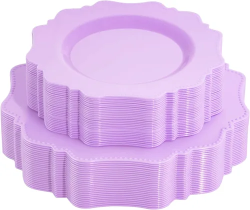 Miniatura 17 de COLOSUS Juego de platos desechables de plástico rosa para fiesta, paquete de 60 (30 invitados), platos para cena y ensalada/postre para primavera