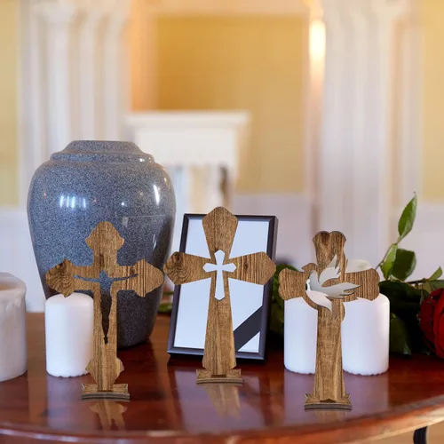Miniatura 4 de Kathfly 24 cruces de madera de Pascua para manualidades, decoración de bautismo, católica, rústica, sin terminar, para centros de mesa, decoración