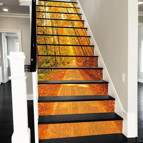 Miniatura 5 de artfanke - 13 adhesivos de vinilo 3D de otoño con bosque de arces para pelar y pegar en escaleras - adhesivos autoadhesivos para escaleras - a560