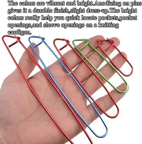 Miniatura 5 de Hahiyo Juego de soportes para puntadas, de aluminio resistente, color mixto, pasador de seguridad, para tejer, ganchos, 11 piezas para suéteres