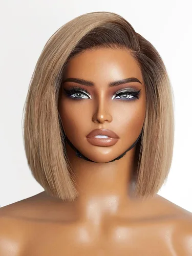 Miniatura 25 de LUVME HAIR - Peluca de cabello humano estilo Bob, de 8 pulgadas, precortada, sin pegamento, con cierre de encaje HD, predepilada, cabello humano