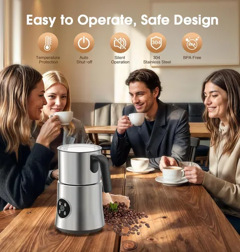 Miniatura 6 de Espumador de leche y vaporizador, espumador eléctrico 4 en 1 para espuma fría y caliente, operación de un solo toque para café con leche