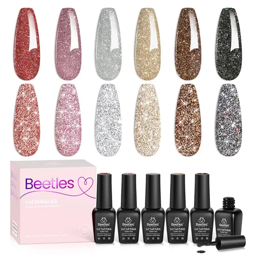 Miniatura 25 de Beetles - Esmalte de uñas de gel pastel, 6 colores, esmalte de gel macarrón, rosa claro, azul, verde, amarillo, morado, uñas suaves para todas