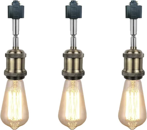 Miniatura 9 de Paquete de 1 unidad de diseño retro E26/E27 con base de título ajustable, ángulo de título rotado, sistema H, mini iluminación de cabeza de pista