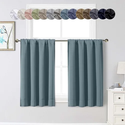 Miniatura 223 de Cortinas opacas para dormitorio, sala de estar, juego de 2 paneles de 54 pulgadas de largo, cortinas de oscurecimiento de habitación con aislamiento