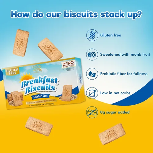 Miniatura 3 de Galletas para el desayuno de avena tostada ChocZero – Galletas de alto contenido en fibra sin azúcares añadidos, keto y sin gluten, 30 por caja
