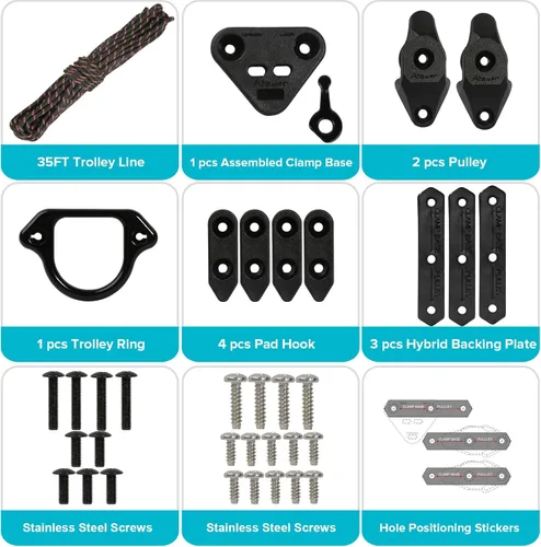 Miniatura 5 de Kit de carro de anclaje para kayak, sistema de carro de anclaje para canoa de kayak