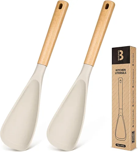 Miniatura 22 de Cuchara de cocina para utensilios de cocina antiadherentes, ideal para cocinar y servir silicona mate resistente sin BPA, cuchara con mango de Negro