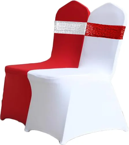 Miniatura 6 de Eternal Beauty Juego de 10 lazos de lentejuelas para silla, bandas doradas para decoración de fiesta de boda