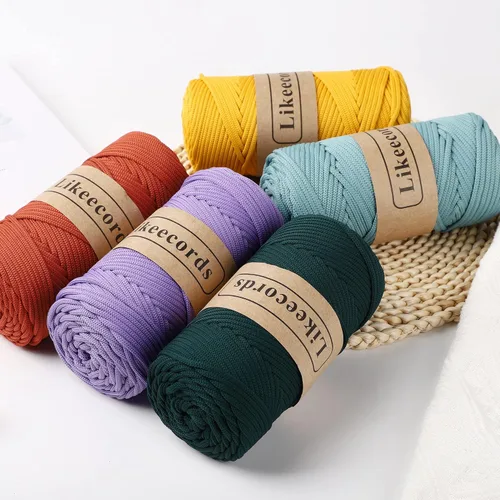 Miniatura 3 de Likeecords Cordón de macramé de poliéster trenzado de 4 mm, 140 yardas / 426 pies, hilo elástico para crochet, bolsa de cordón para manualidades