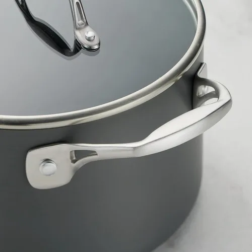 Miniatura 5 de Tramontina OnyxPro - Juego de 8 utensilios de cocina anodizados duros antiadherentes con tapas de vidrio, ollas y sartenes, apto para horno