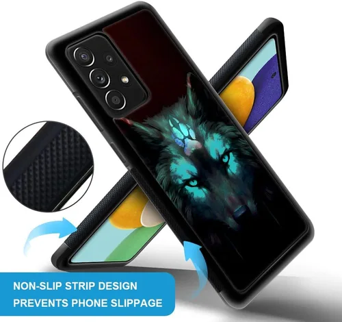 Miniatura 3 de CARLOCA Funda compatible con Samsung Galaxy A53 5G, diseño gráfico de identidad negro espiritual lobo, a prueba de golpes, antiarañazos