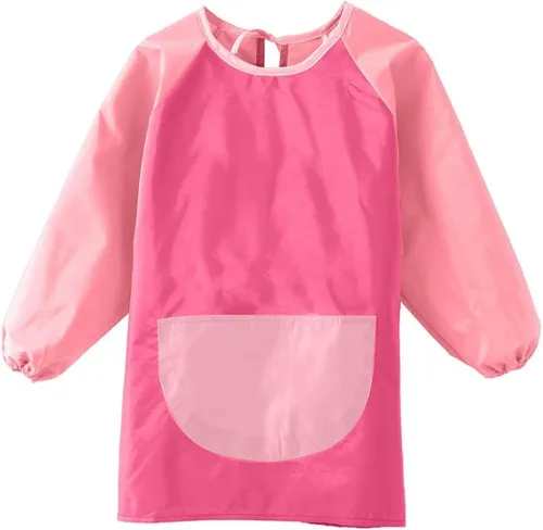 Miniatura 8 de Delantal para pintar para niños, delantal con bolsillos para niños y niñas, impermeable, manga larga, delantal de artista, Azul Panda