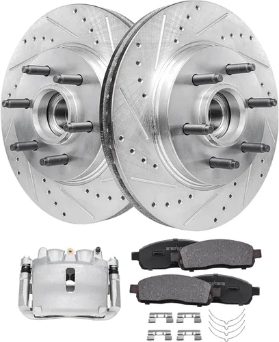 Miniatura 40 de Detroit Axle - Kit de freno delantero para Ford Explorer Mercury Mountaineer 2002-2005 Bujes de rodamiento de rueda perforados y ranurados rotores