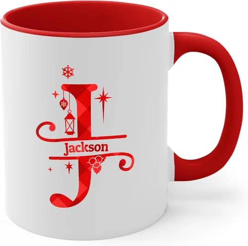 Miniatura 18 de Taza de café con inicial de decoración navideña con nombre, taza personalizada para mujeres y hombres, regalos con monograma, tazas de café