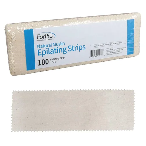 ForPro - Tiras depiladoras de muselina natural, resistentes al desgarro, tiras precortadas para depilación, 3 pulgadas de ancho x 9 pulgadas de