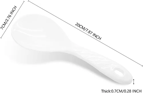 Miniatura 2 de 2 cucharas de plástico para remo de arroz, espátula de arroz antiadherente, cuchara de servir de 7.87 pulgadas (blanco B)