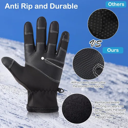 Miniatura 3 de Guantes de invierno cálidos, aptos para pantalla táctil, para clima frío, guantes de conducción, resistentes al viento, antideslizantes, guantes