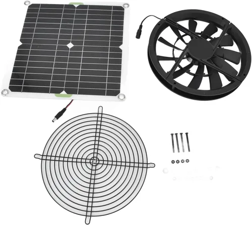 Miniatura 8 de Kit de ventilador de ventilación con energía solar, ventilador de escape solar de 100 W 12 V con panel para invernadero, gallinero, cobertizo