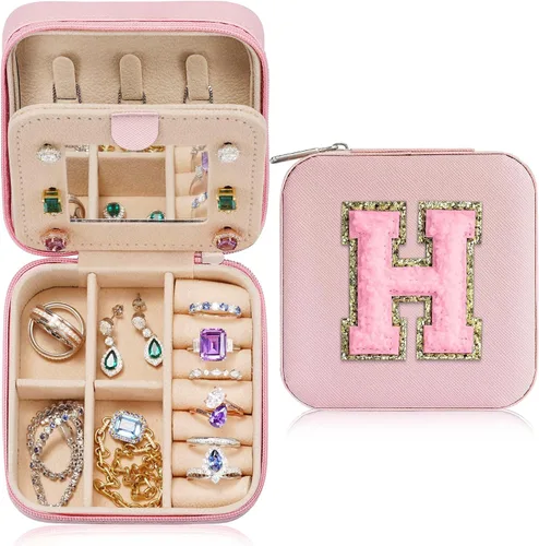 Joyero de viaje para mujeres y niñas, joyero con inicial H Joyero pequeño Joyero de viaje para mujer Joyero de viaje Regalos de viaje para