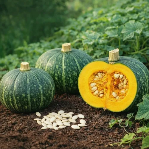 15 semillas de calabaza Kabocha: variedad de calabaza verde japonesa, enredaderas resistentes para plantar en el jardín en casa