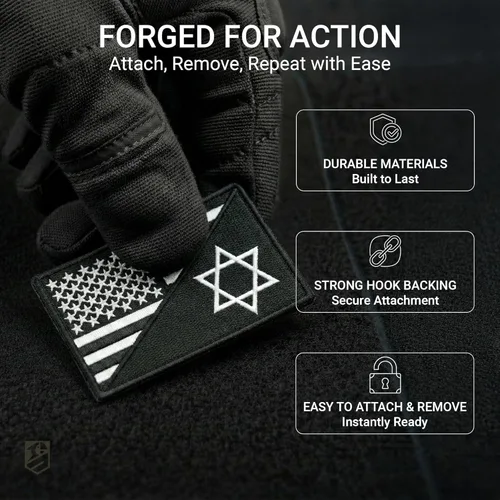 Miniatura 3 de Paquete de 2 parches de bandera de Israel con la bandera estadounidense, parches bordados de moral israelí de Estados Unidos para mochila táctica